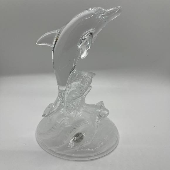Cristal D'Arques Lead Crystal Dolphin Figure Statue France Clear Frosted - Picture 1 of 10